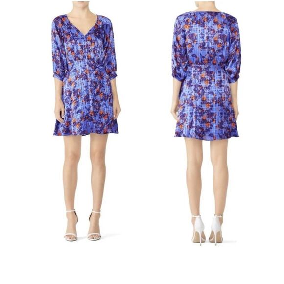 Tanya Taylor Blue Fan Floral Natalia Silk Dress 2 - Picture 9 of 9